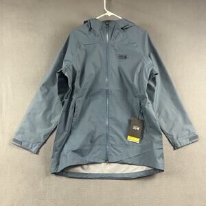 Mountain Hardwear Women's Large Blue Threshold Parka Rain Coat Dry Q Hiking